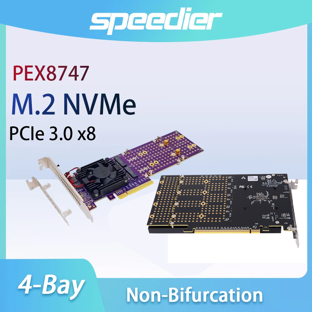Quad M.2 Nvme Pcie Bifurcation Card - PCIe 3.0 X8 4ベイ M.2 NVMe
