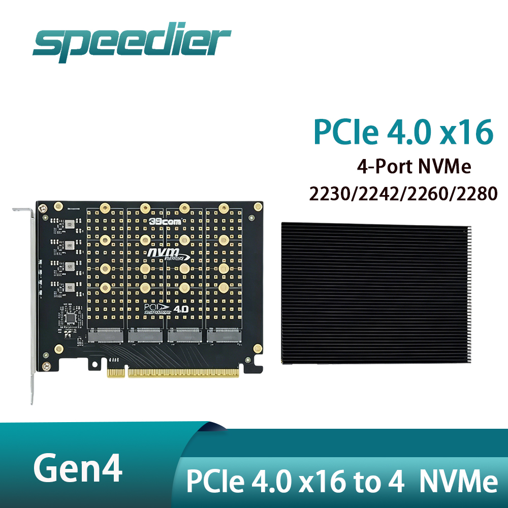 Quad M.2 Nvme Pcie Bifurcation Card - PCIe 4.0 X16 - 4 NVMe