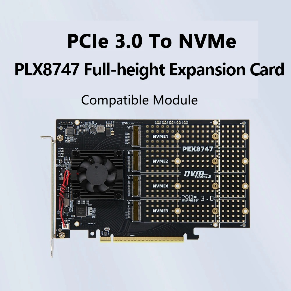 PCIe 3.0 X8 4ベイ M.2 NVMe 拡張カード - Quad M.2 Nvme Pcie Bifurcation Card のレビューと価格