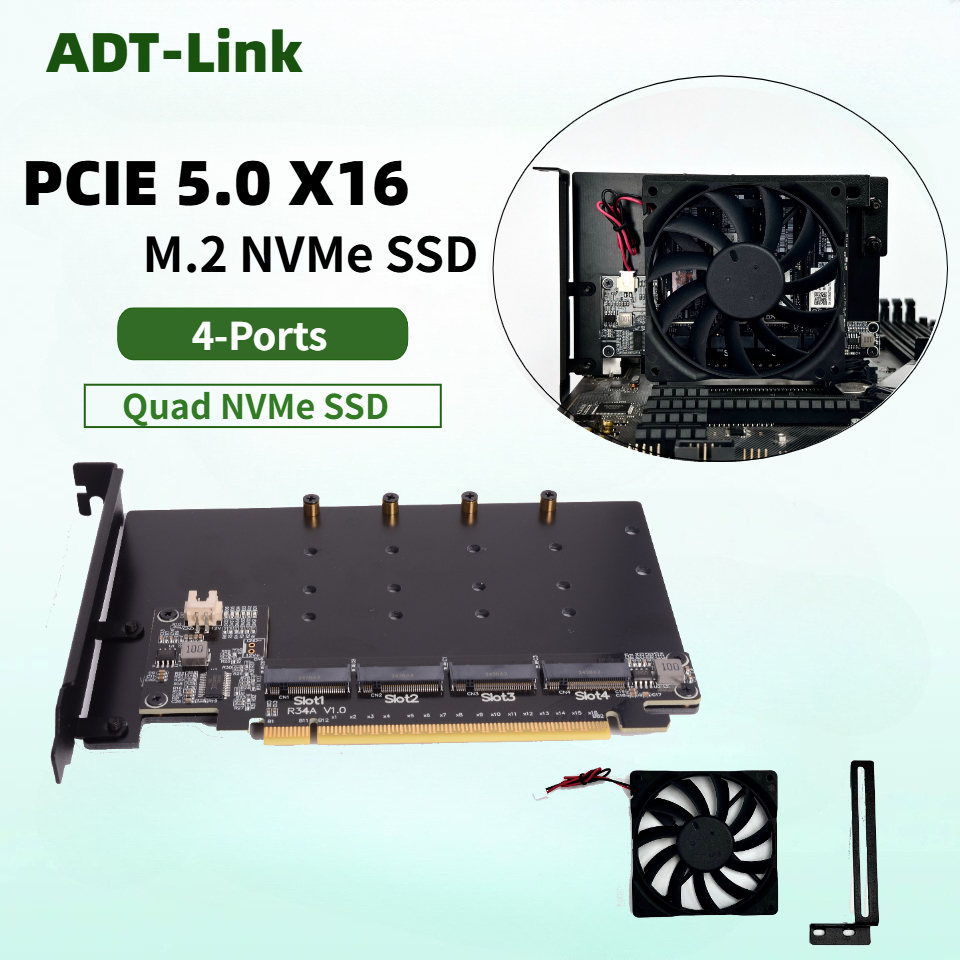 R34A PCIe 5.0 x16 - 4ポートM.2 NV - Quad M.2 Nvme Pcie Bifurcation Card のレビューと価格