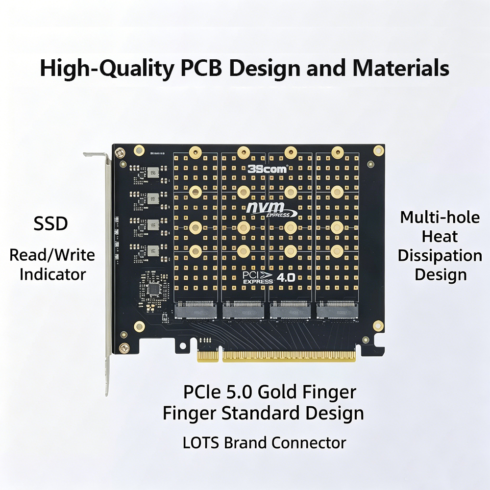 PCIe 4.0 X16 - 4 NVMe M.2 SSDア - Quad M.2 Nvme Pcie Bifurcation Card のレビューと価格