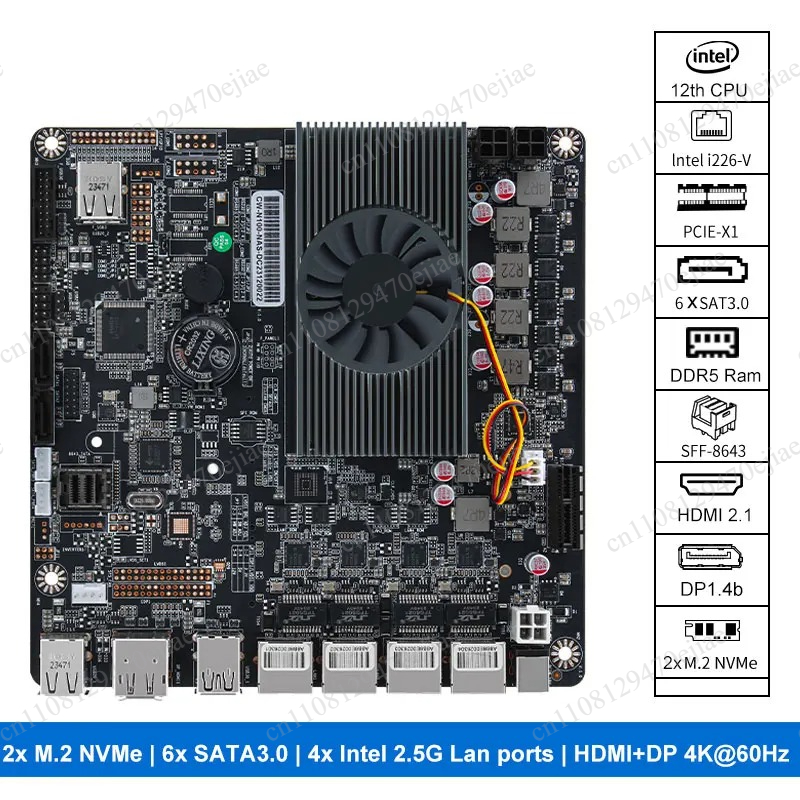 N100 6ベイNASマザーボード、Mini ITX、4x  - Nas Motherboard N100 6 Sata のレビューと価格